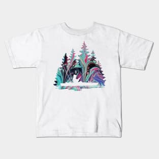 Abstract Silhouette of a Kayak Fisherman Kids T-Shirt